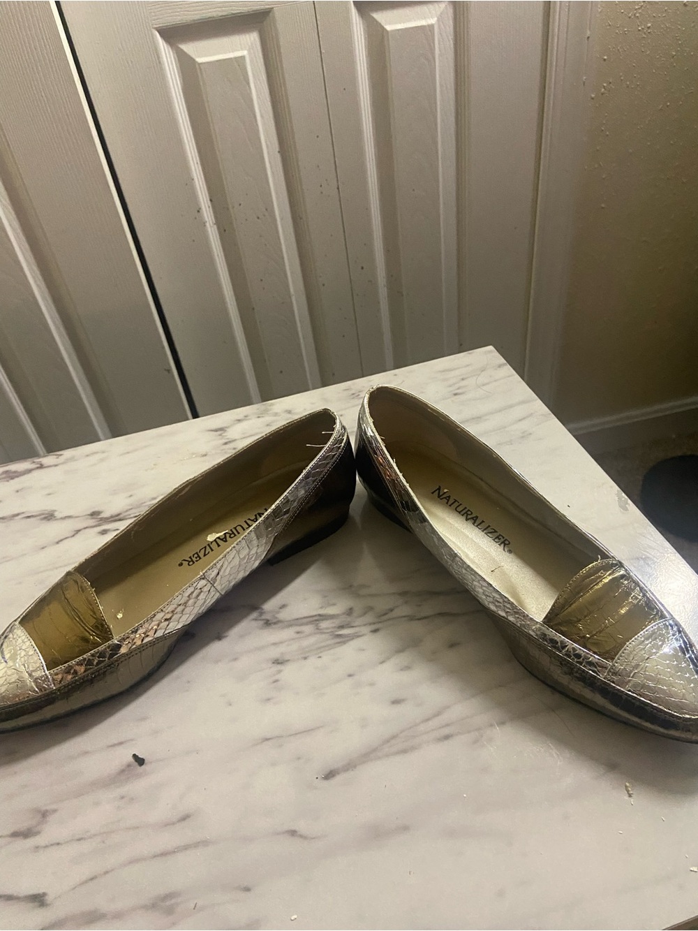 Naturalizer Women's Metallic Snakeskin Loafers - Gold/Silver - Picture 6 of 7